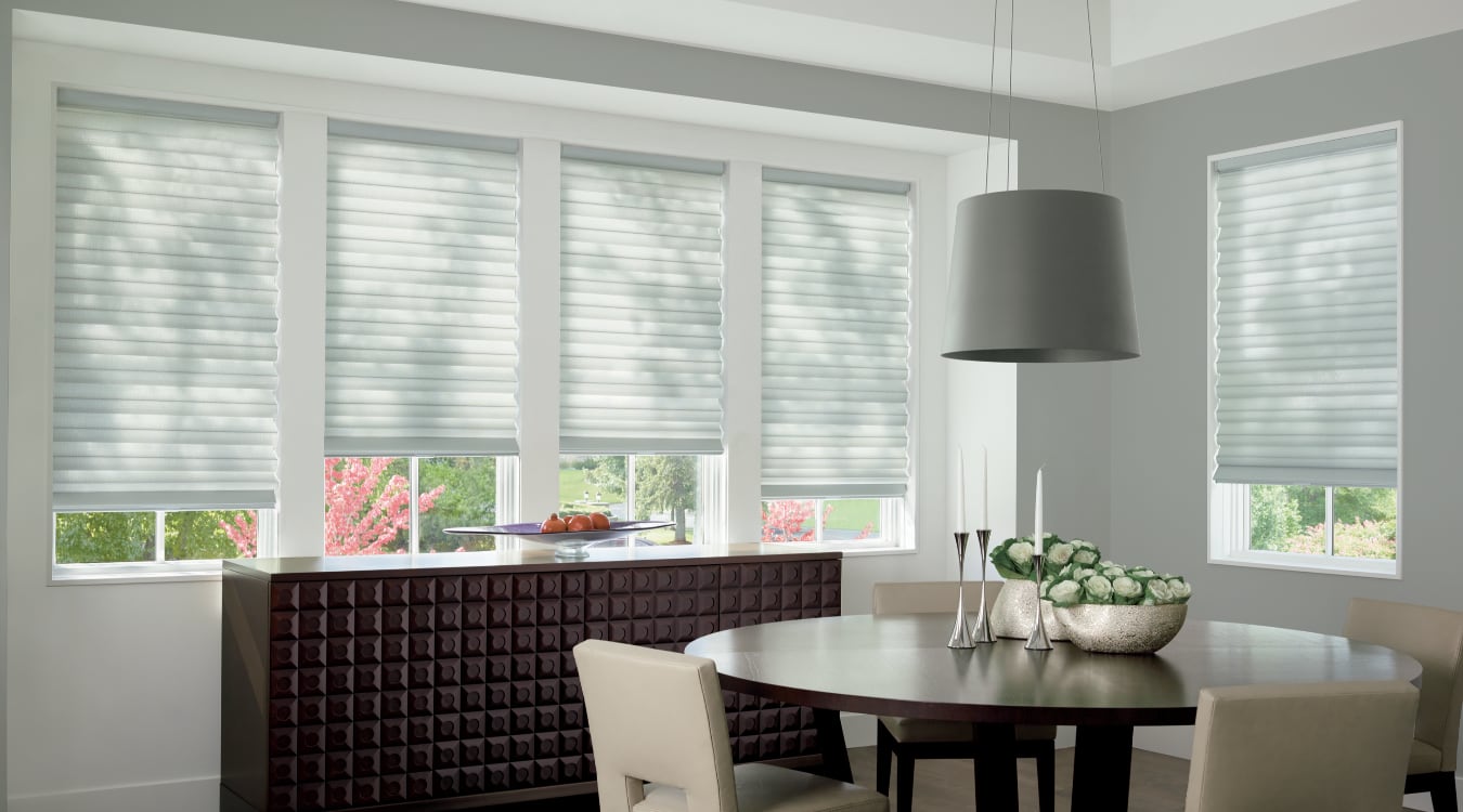 Cordless motorized shades in a Sacramento dining room